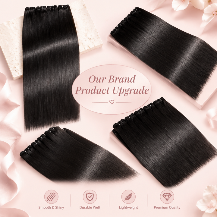 Straight Human Hair Bundles With 2x4 Lace Closure