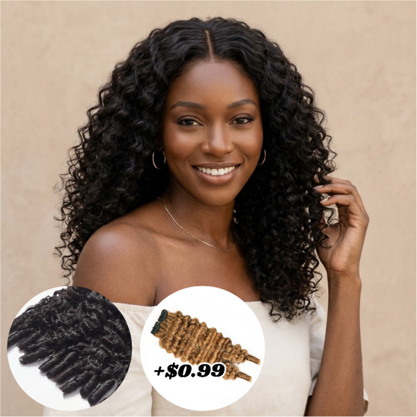 V Part Wig Burmese Curly Human Hair 180% / 250% Density Glueless Wig Full Head