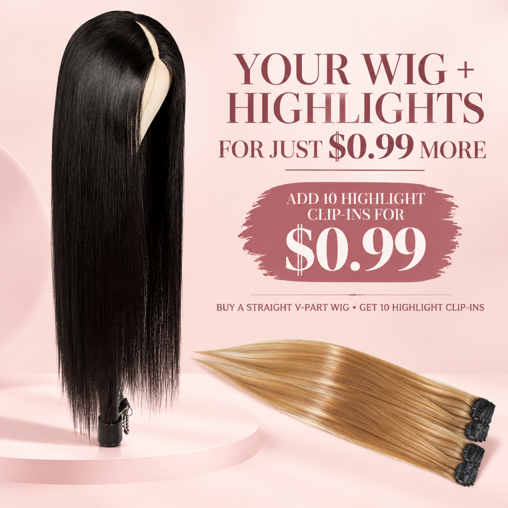 V Part Wig Straight Human Hair 180% / 250% Density Glueless Wig Full Head