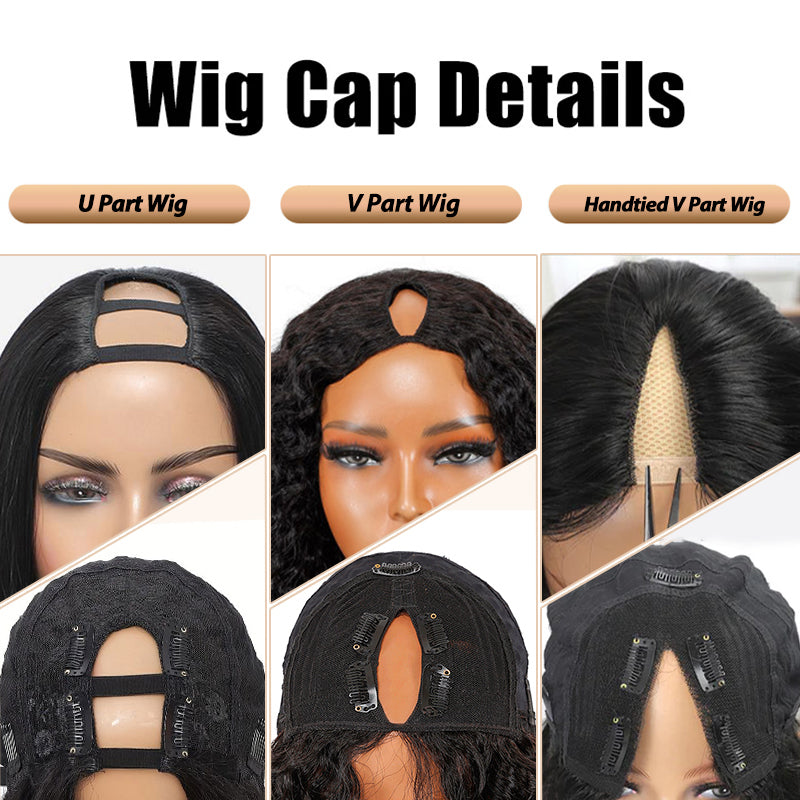 Straight V Part Wig No Leave Out Upgraded U Part Wig 100% Human Hair