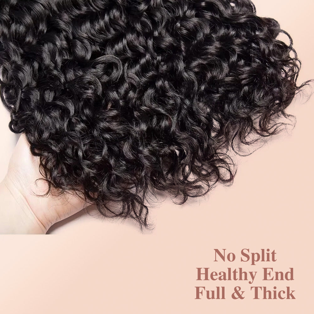 Water Wave Human Hair Bundles With 2x4 Lace Closure