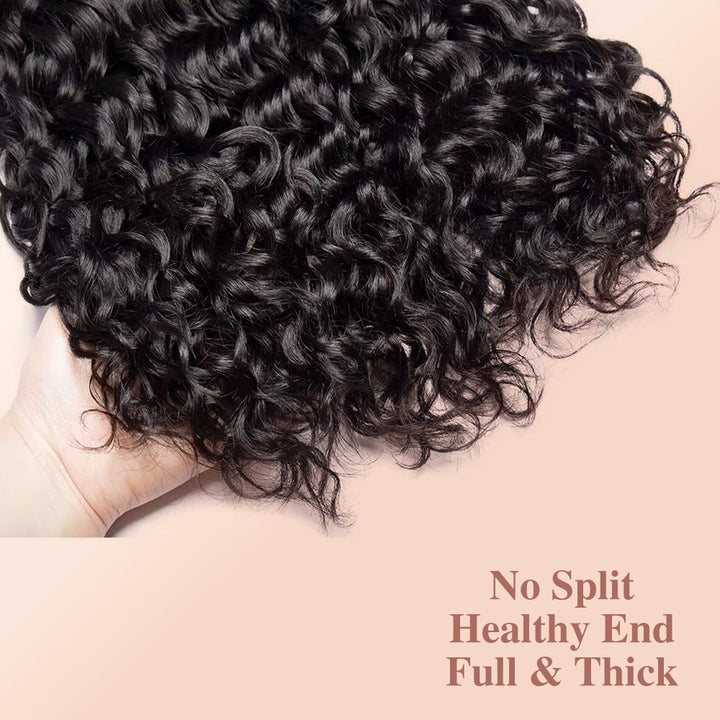 Water Wave Human Hair Bundles With 2x4 Lace Closure