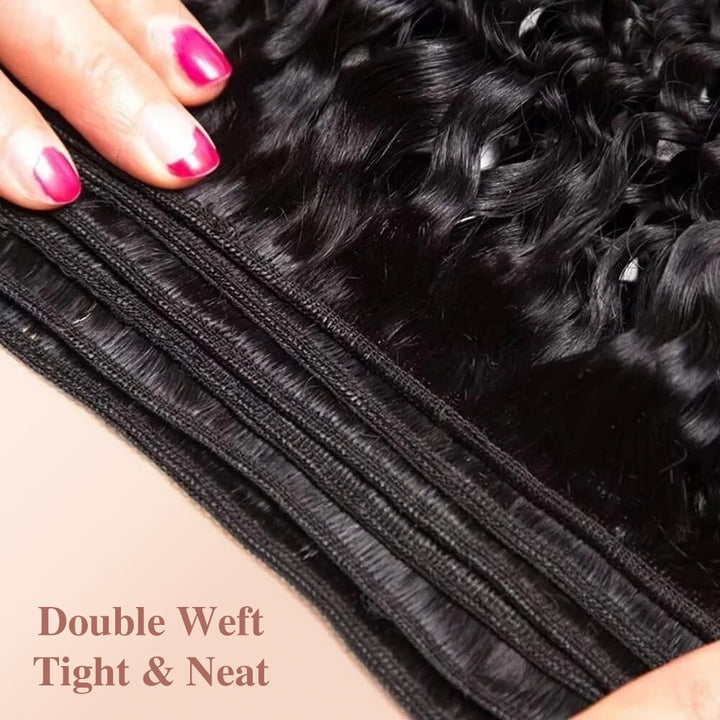 Water Wave Human Hair Bundles With 2x4 Lace Closure