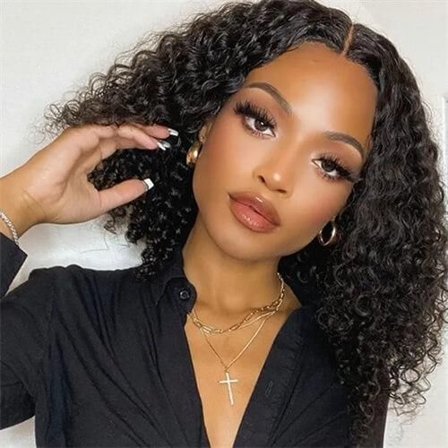 V Part Glueless Water Wave Bob Wig No Leave Out Upgrade