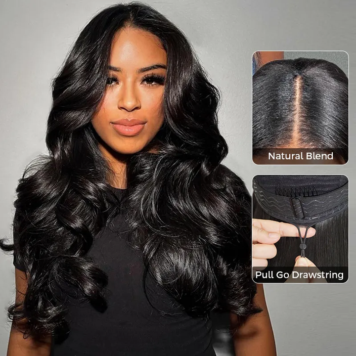 Flash Sale | 【Updated with Drawstring】Mamushow V Part Wigs With Invisible Drawstring 100% Human Virgin Hair Glueless Wig