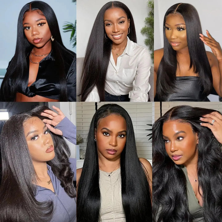 Mamushow Straight Seamless PU Clip-In Human Hair Extensions Natural Black 120g 8 Pcs 18 Clips 12-30 Inch