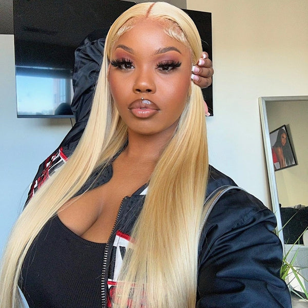 100% Virgin Volume 4x4 Lace Closure Wig 613 Blonde Straight Lace Frontal Wig