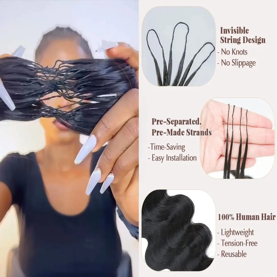 Mamushow Natural Black Feather Crochet Body Wave Human Hair Extensions Lightweight Fluffy Natural Look Crochet Hair