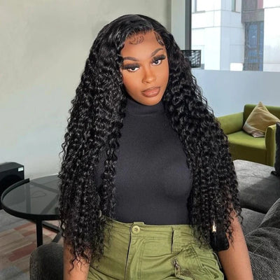 Brazilian Deep Wave Wig with Baby Hair 4X4 Deep Wave Closure Wig Pre-plucked Lace Closure Human Hair Wigs