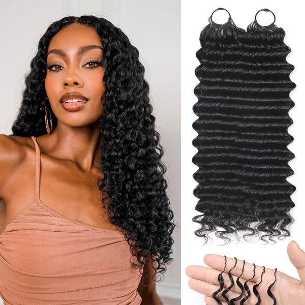 Feather Crochet Deep Wave Human Hair Extensions Lightweight Fluffy Natural Look Crochet Hair