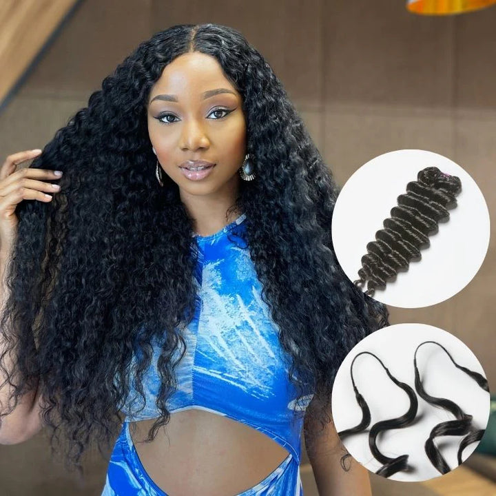 Feather Crochet Deep Wave Human Hair Extensions Lightweight Fluffy Natural Look Crochet Hair