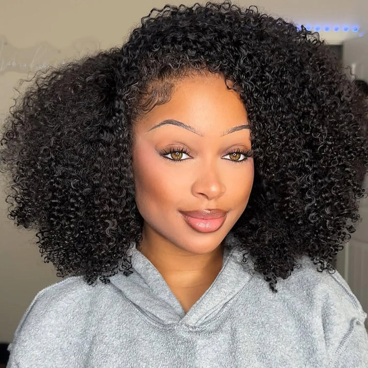 3 in 1 Burmese Curly Half Wig Human Hair 200% Density Glueless Wear &amp; Go Wig Beginner Friendly