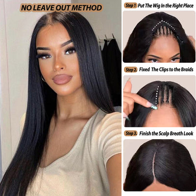 Straight Upgrade V Part Wig No Leave Out U Part Wig 100% Human Hair