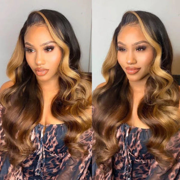 Ombre T1B/4/27 Blonde Highlight Body Wave Hd Lace Front Wigs