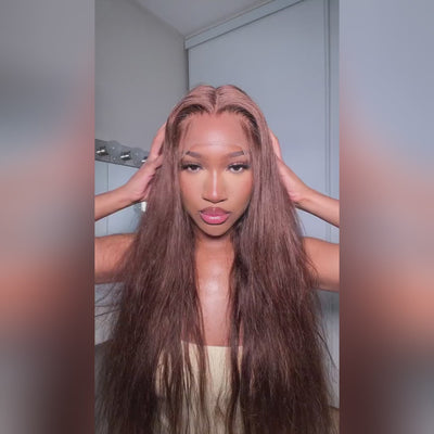 #4 Dark Brown Color Straight Human Hair Lace Front Wigs For women 4x4/13x4 HD Transparent Lace Wig With Baby Hair