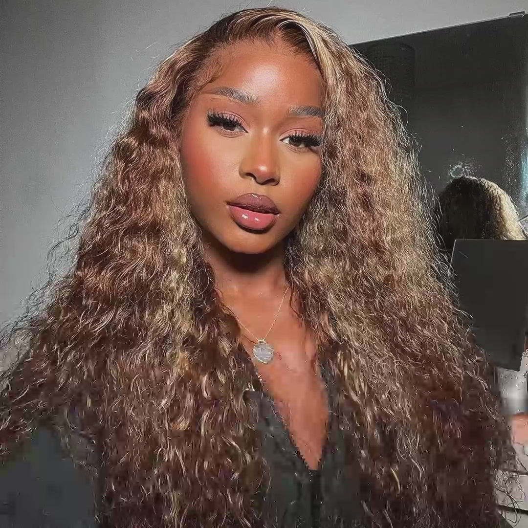 Highlight Deep Wave Frontal Wig 13*4 13*6 HD Lace Honey Blonde Wigs