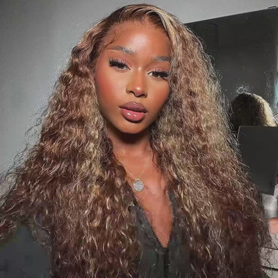Highlight Deep Wave Frontal Wig 13*4 13*6 HD Lace Honey Blonde Wigs
