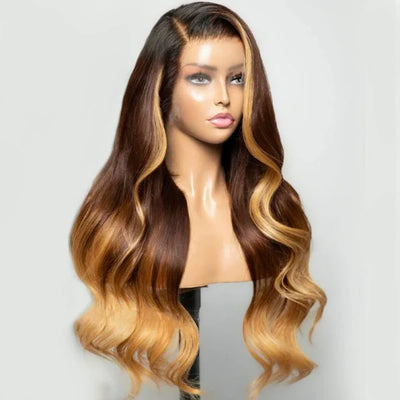 Ombre T1B/4/27 Blonde Highlight Body Wave Hd Lace Front Wigs