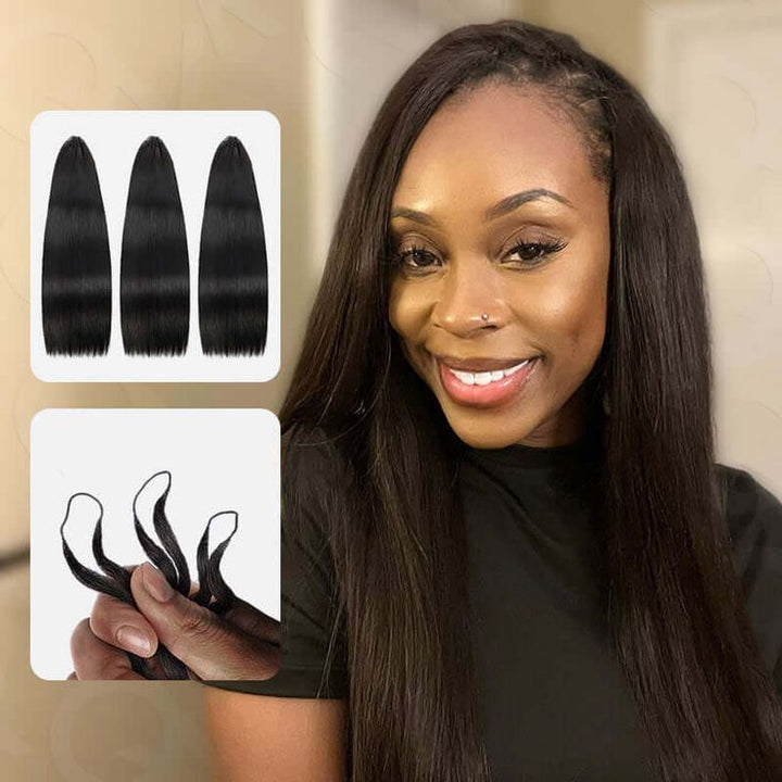 Feather Crochet Straight Human Hair Extensions Lightweight Fluffy Natural Look Crochet Hair