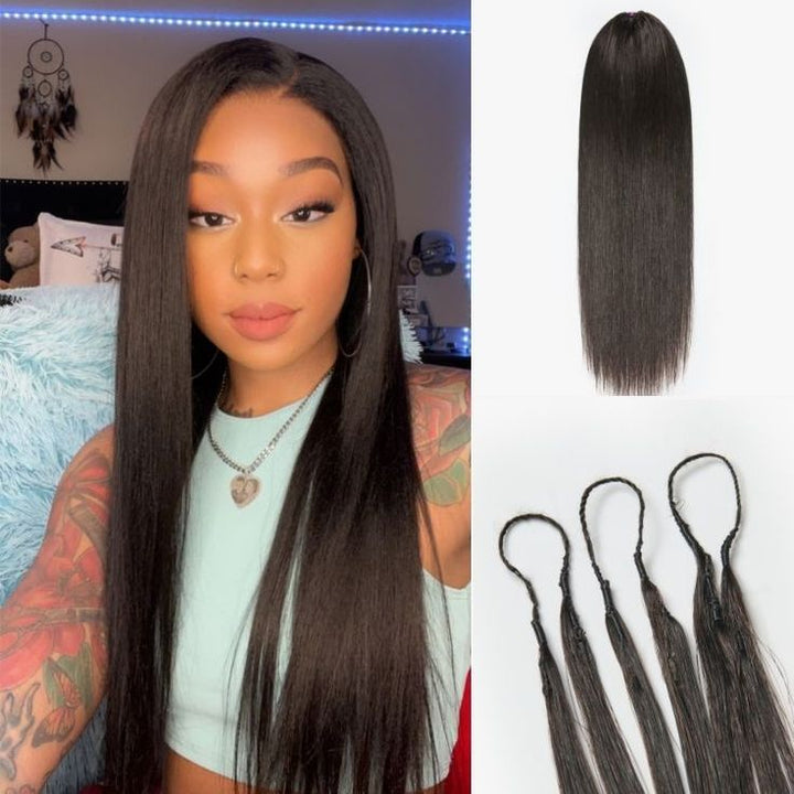 Feather Crochet Straight Human Hair Extensions Lightweight Fluffy Natural Look Crochet Hair