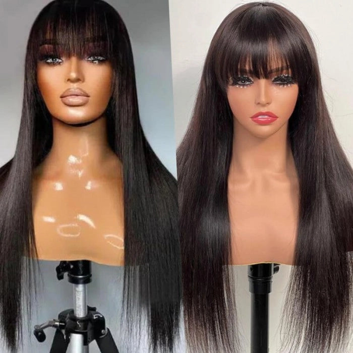 Straight Hair With Bang 13x4 Pre Plucked Lace Front Wig