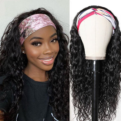Deep Wave Headband Hair Wig Glueless Human Hair Wigs Full Machine