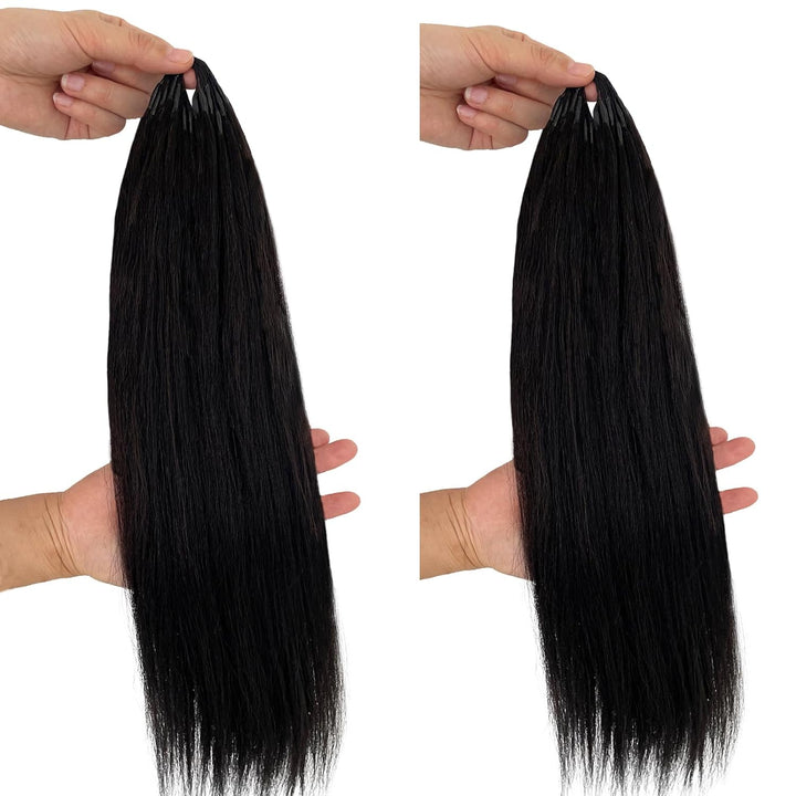 Feather Crochet Yaki Straight Human Hair Extensions Lightweight Fluffy Natural Look Crochet Hair