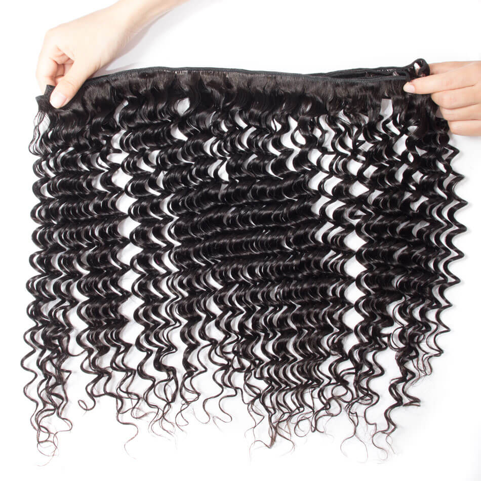 Deep Wave Hair 3 Bundles with 13×4 HD Lace Frontal for Full Head