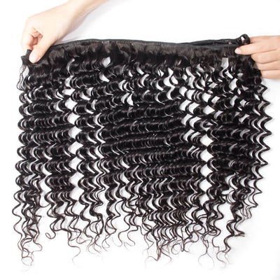 12A Deep Wave 3 Bundles With 4*4 Closure Brazilian