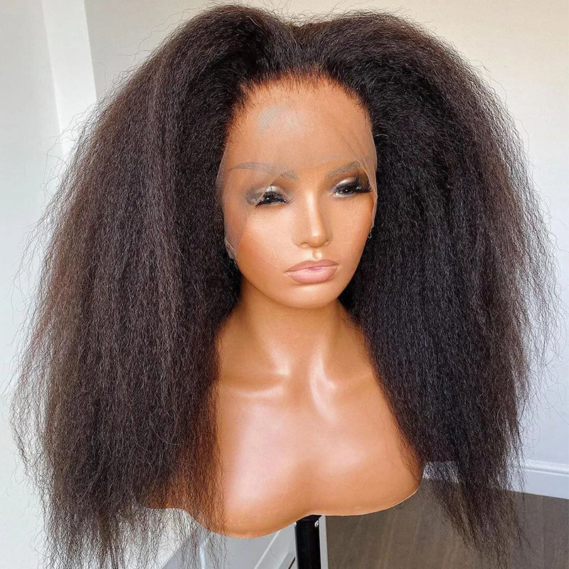Kinky Straight 360 Lace Front Human Hair Wigs  Brazilian Remy Hair