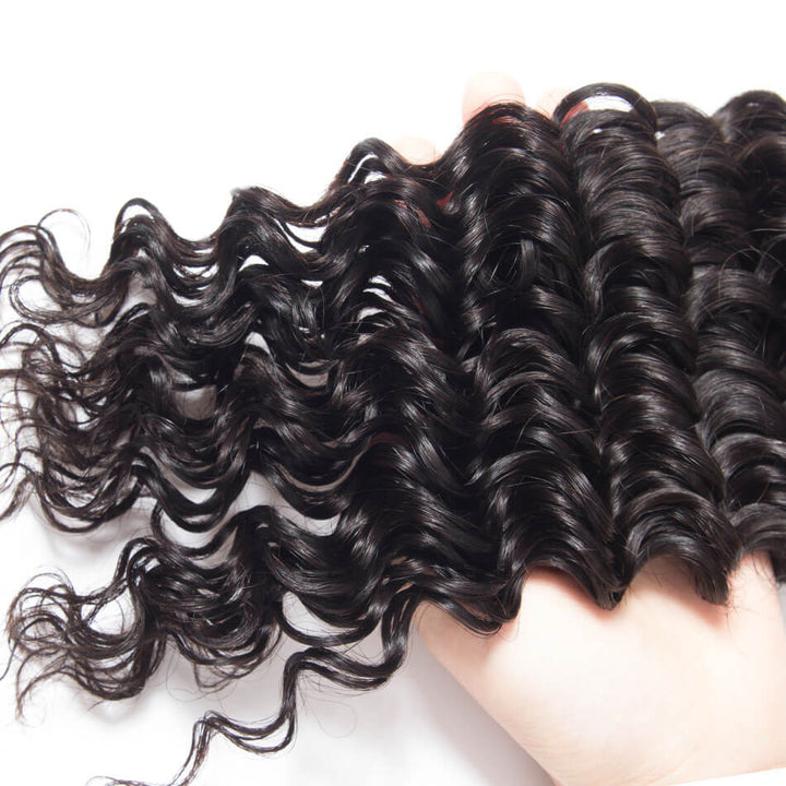5×5 Lace Closure With Bundles Brazilian Deep Wave Virgin Human Hair Deals