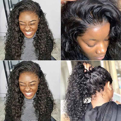 360 Transparent Lace Wigs Curly Wave Human Hair Wigs Pre Plucked