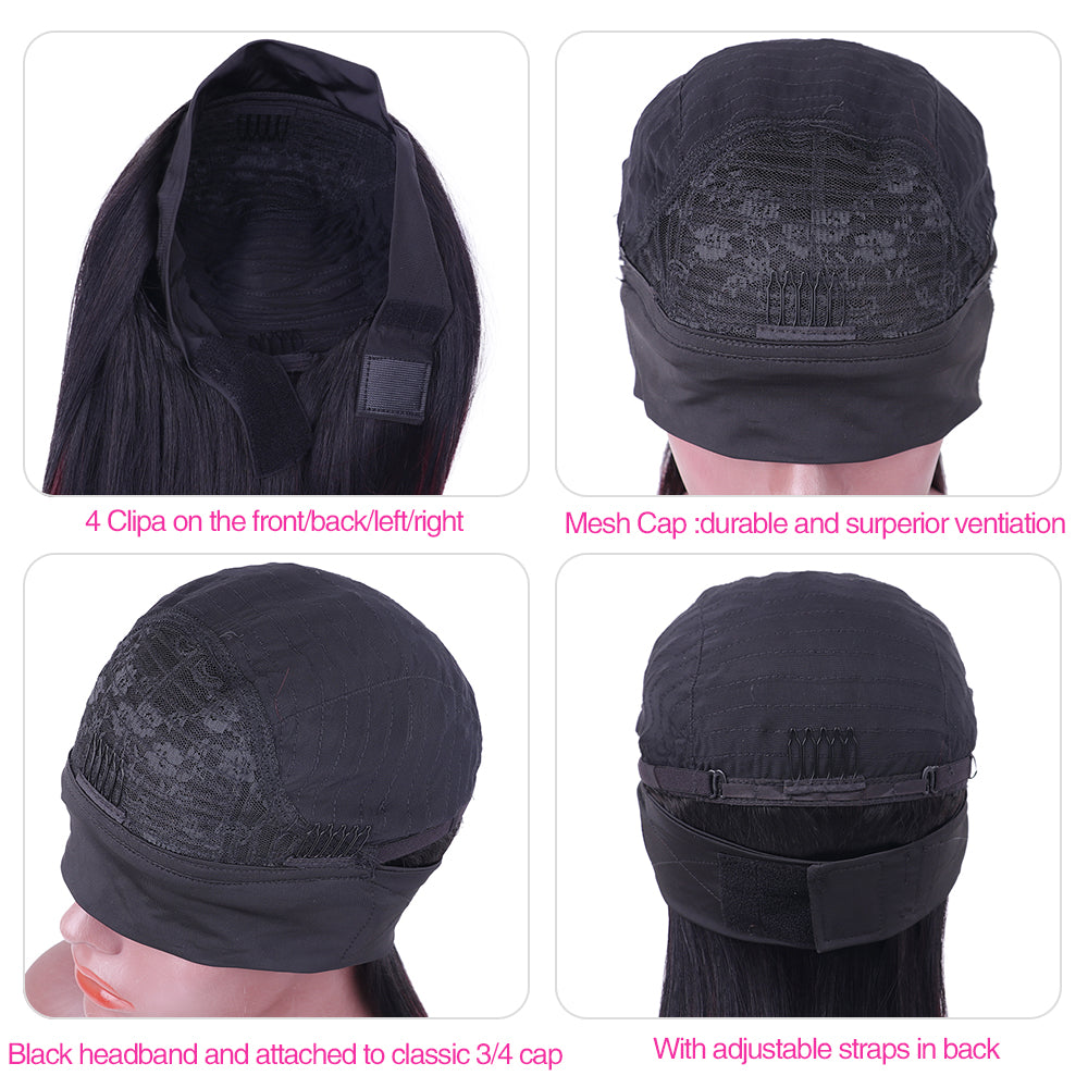 Curly Headband Wig Human Hair Glueless Natural Black Wig With Headband