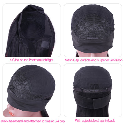 Headband Wig Short Bob Wig Water Wave Human Hair Wigs Natural Black Wigs