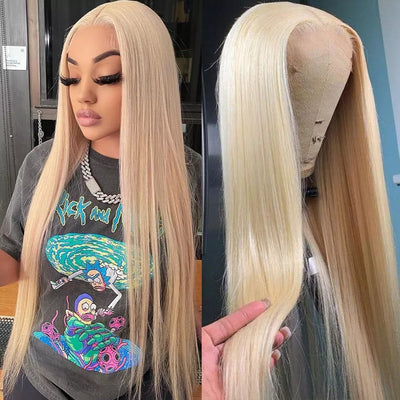 100% Virgin Volume 4x4 Lace Closure Wig 613 Blonde Straight Lace Frontal Wig