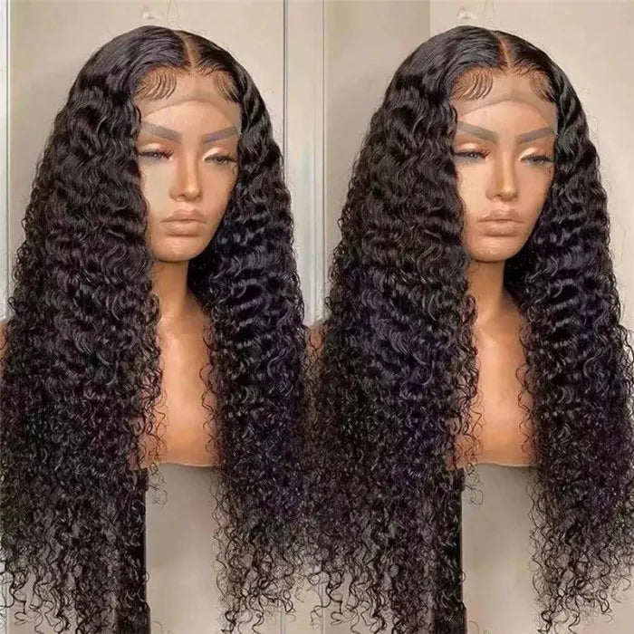 Lace Frontal Natural Pre-plucked Long Curly Wig 100% Human Hair