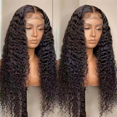 Lace Frontal Natural Pre-plucked Long Curly Wig 100% Human Hair