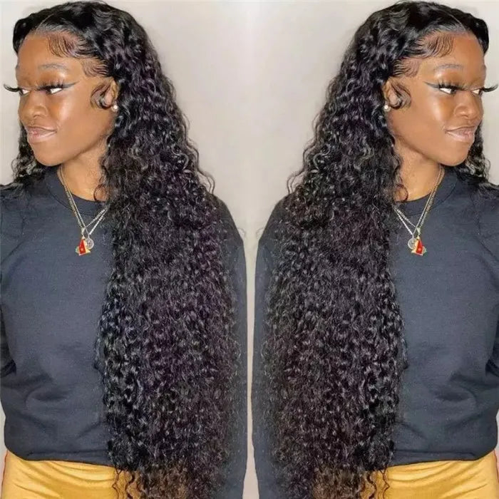 Lace Frontal Natural Pre-plucked Long Curly Wig 100% Human Hair