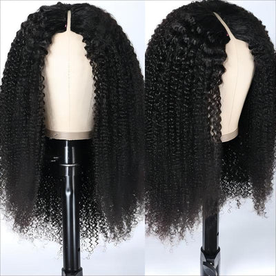 Beginner Friendly V Part Kinky Curly Wig Upgrade U Part Human Hair Wig