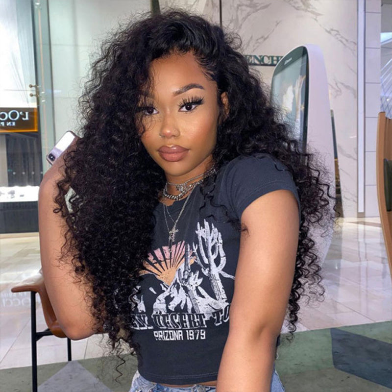 360 Transparent Lace Wigs Curly Wave Human Hair Wigs Pre Plucked