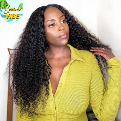Glueless V Part Wig Beginner Friendly Curly Human Hair Wig Without Leave out