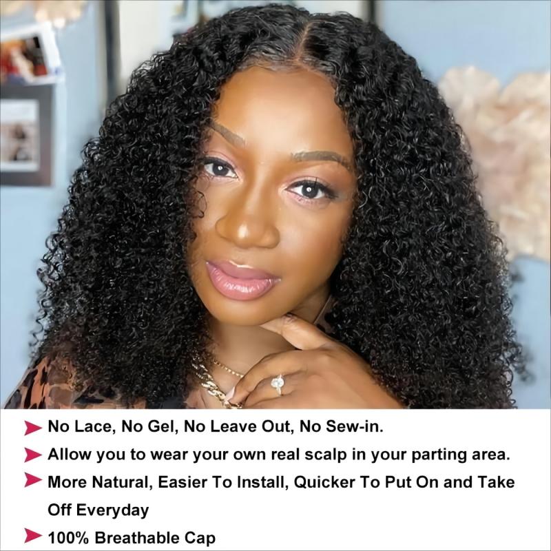 Beginner Friendly V Part Kinky Curly Wig Upgrade U Part Human Hair Wig