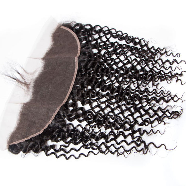 Curly Weave Human Hair 3 Bundle with 13×4 Lace Frontal Closure