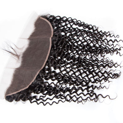 Curly Weave Human Hair 3 Bundle with 13×4 Lace Frontal Closure