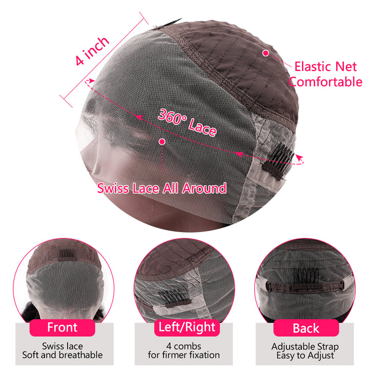 360 Transparent Lace Wigs Curly Wave Human Hair Wigs Pre Plucked