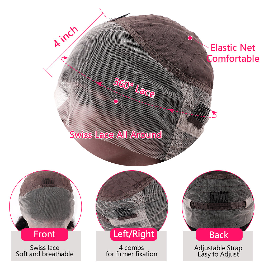 Deep Wave Lace Front Wigs 360 Pre-Plucked Deep Lace Frontal Wig