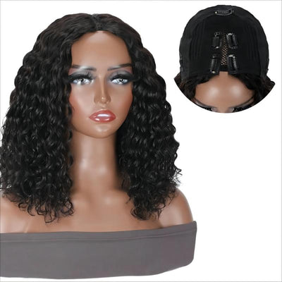 V Part Glueless Water Wave Bob Wig No Leave Out Upgrade