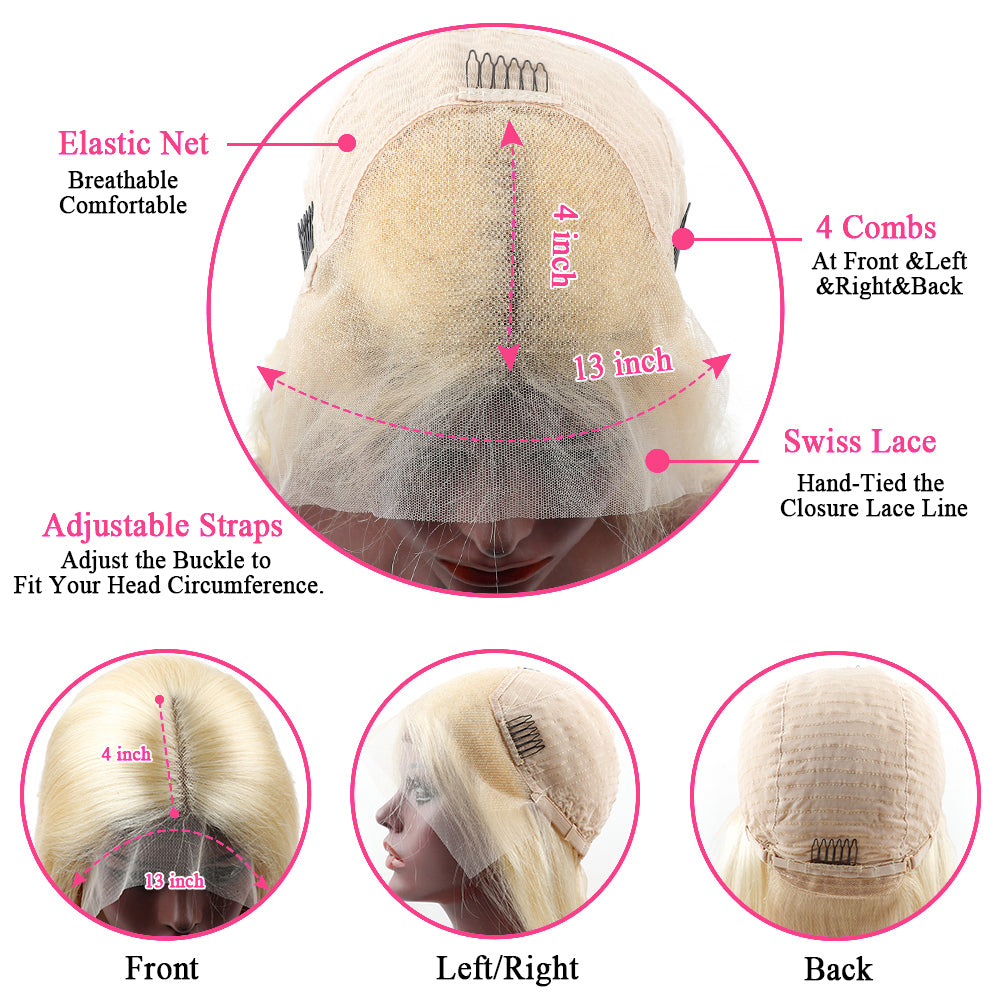 613 Blonde Curly 13x4 Lace Front Pre-Plucked Wig With Baby Hair