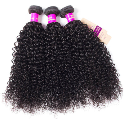 Curly Weave Human Hair 3 Bundle with 13×4 Lace Frontal Closure