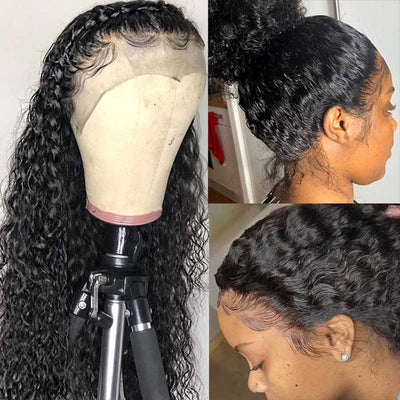 360 Transparent Lace Wigs Curly Wave Human Hair Wigs Pre Plucked